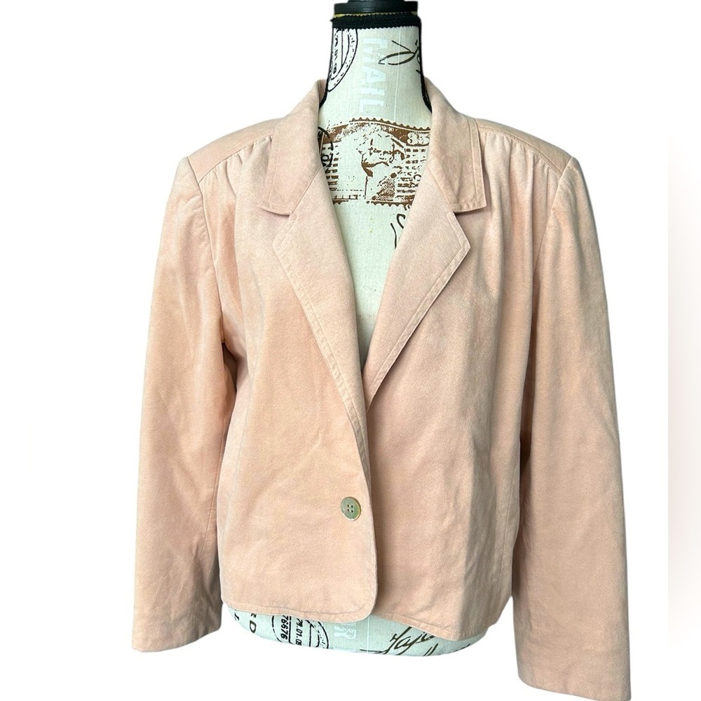 Vintage Jacobson’s Ernst Strauss Ultrasuede blush pink blazer vintage size 16